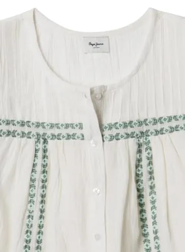 Pepe Jeans Hetty Blusa Bambina 10 Anni Bianco Ricamata