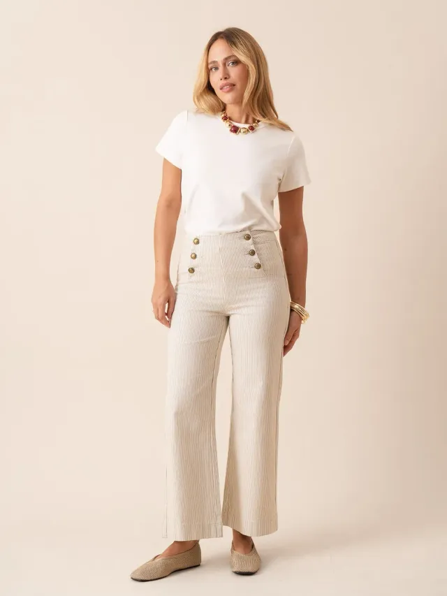 Oraije Victorine jeans wide donna verde a righe