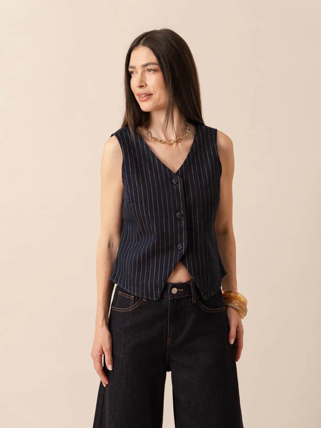 Oraije Tom giacca denim rigato grezzo cotone