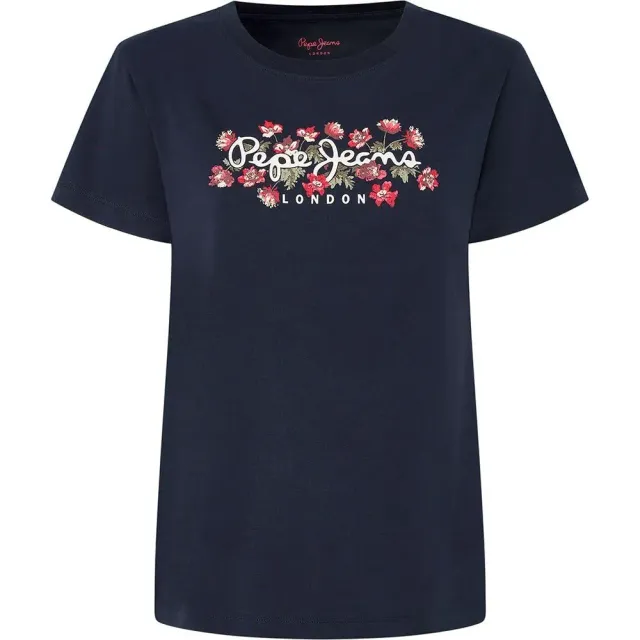Pepe Jeans Ginny T-Shirt Donna Rossa girocollo fiori