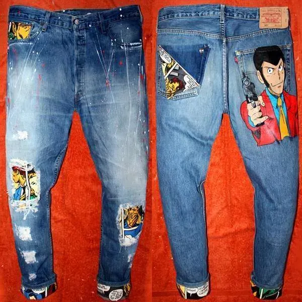 Levi’s Vintage Lupin Fumetti jeans dipinti a mano
