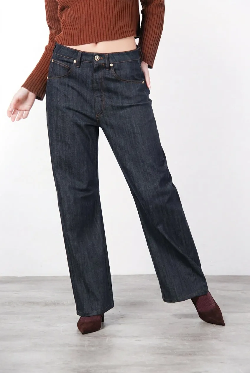 Mason's Vivienne chino denim blu navy baloon fit