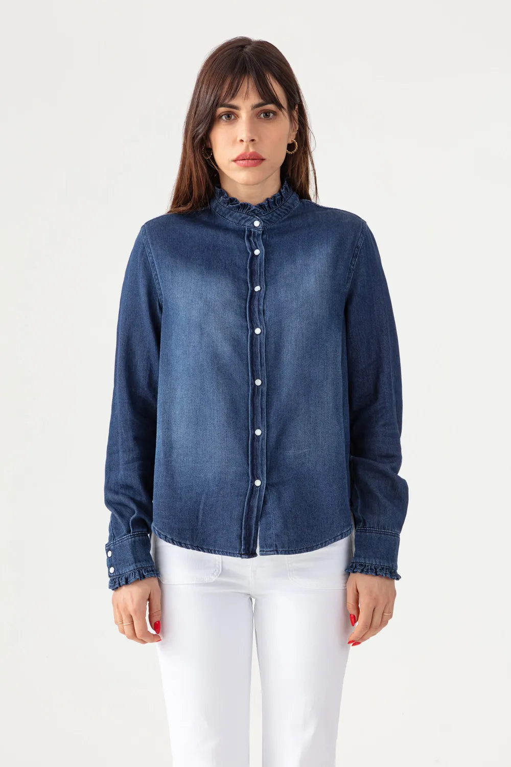 Acquaverde Gaby Camicia jeans Hand Brushed