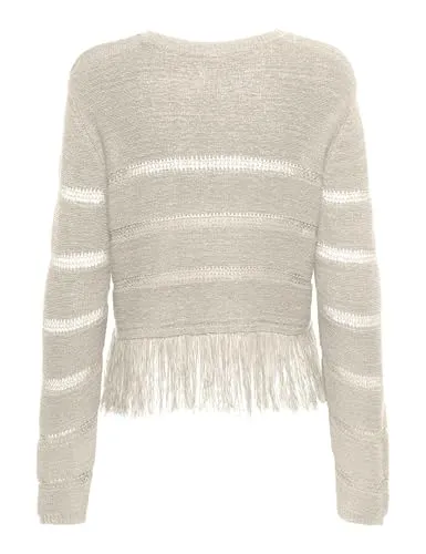ONLY Onllea LS Fringe O-Neck maglia taglia M sfrangiata