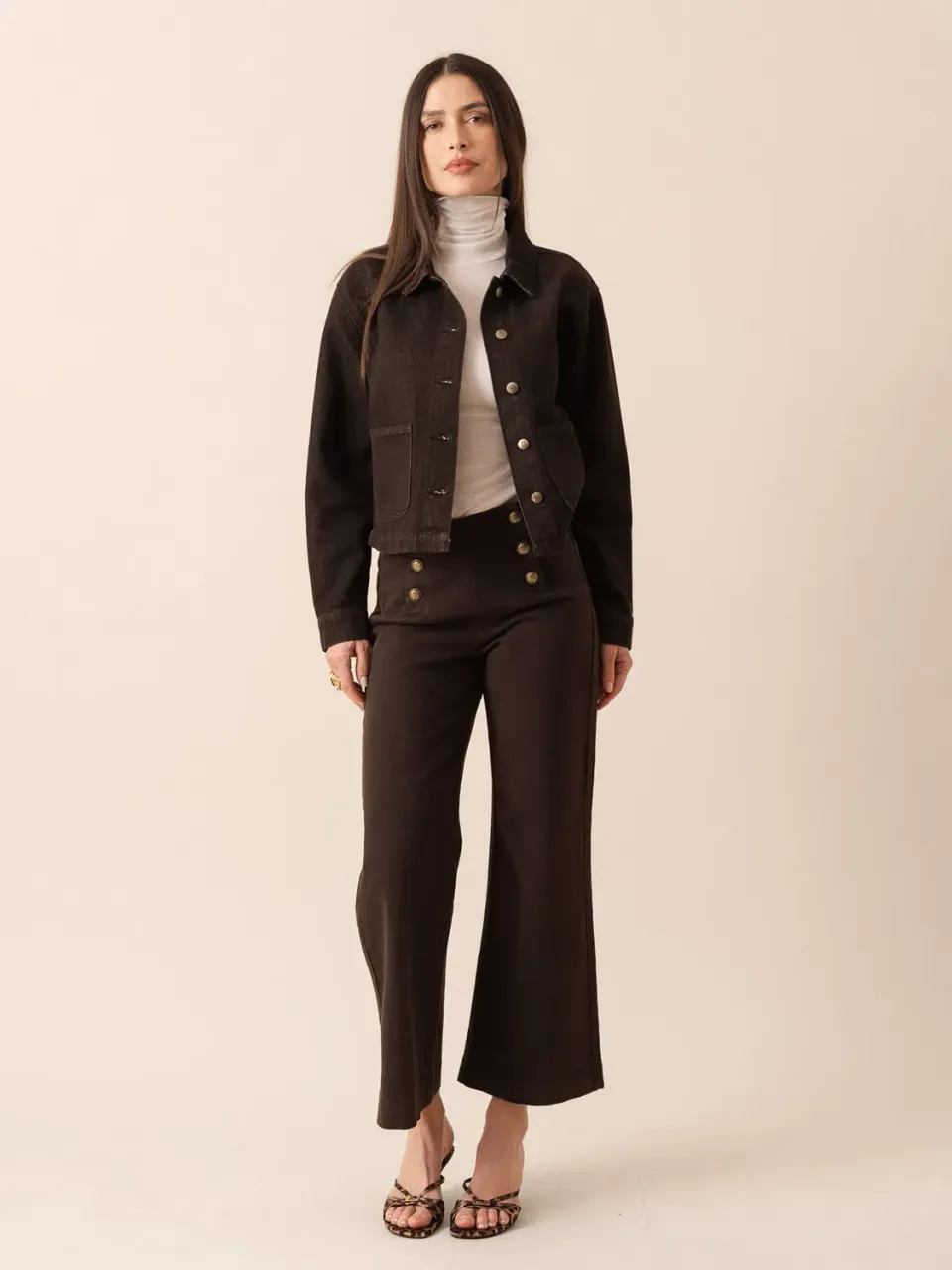 Oraije Victorine jeans wide cioccolato iconico