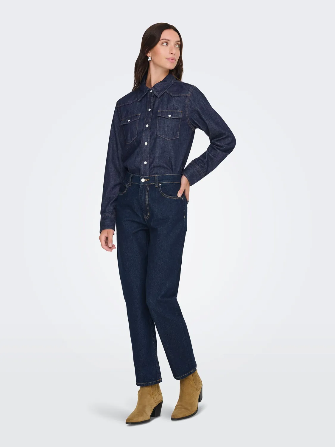 ONLY ONLCHARLIZE camicia jeans donna taglia S blu scuro