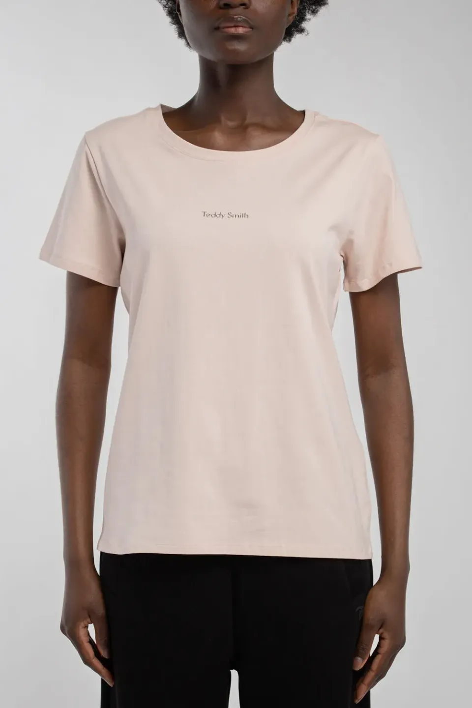 Teddy Smith T-Ribelle MC t-shirt rosa pallido cotone elasticizzato