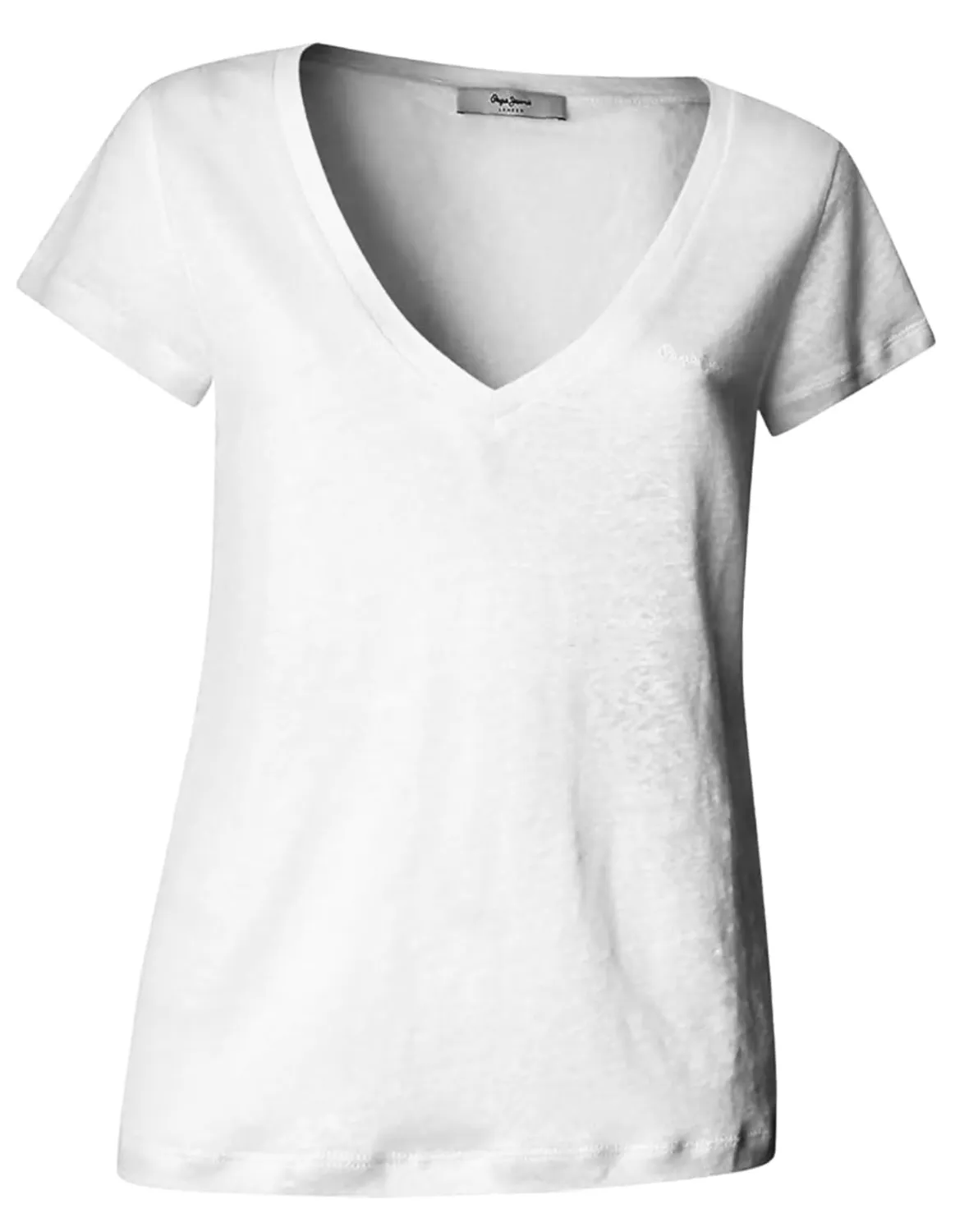 Pepe Jeans Megan V-Neck T-Shirt Donna L Bianco Lino