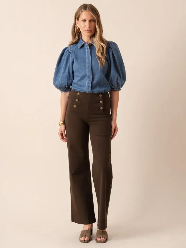 Oraije Victo jeans wide cioccolato alte