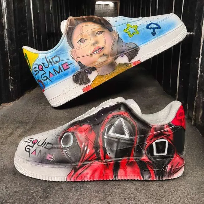 Nike Air Force 1 sneakers dipinte a mano Squid Game