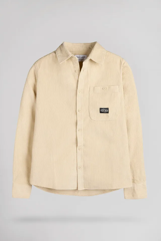 Teddy Smith C-Velvet ML Camicia Bambino Beige Velluto Maniche Lunghe