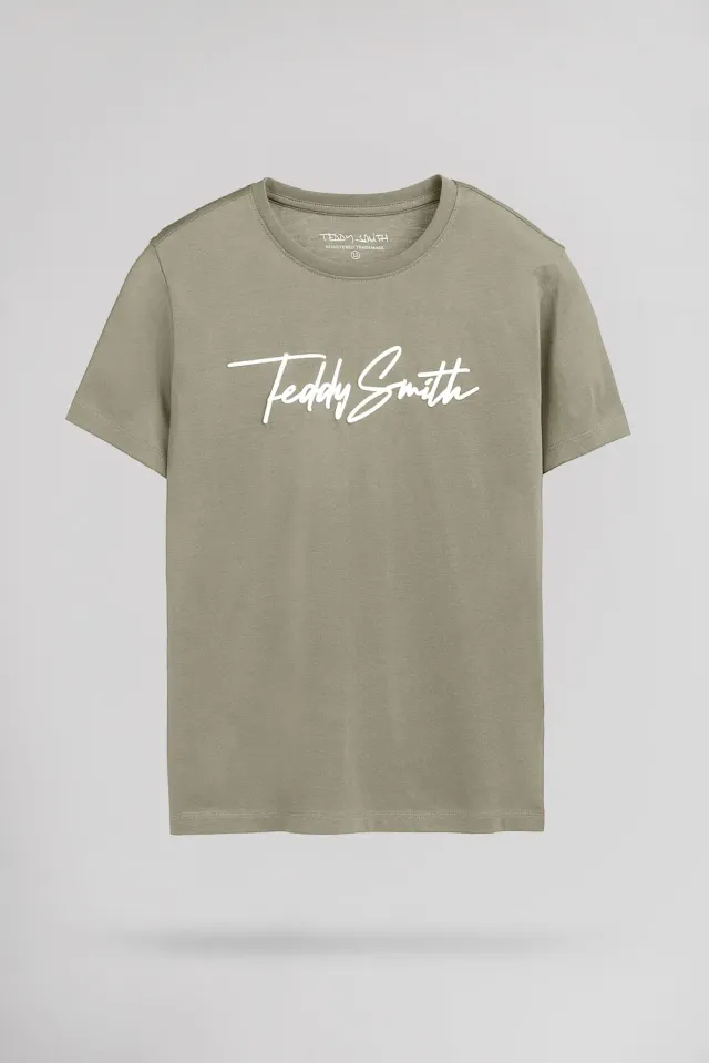 Teddy Smith T-Evan MC JR T-Shirt Ragazzo Kaki Cotone