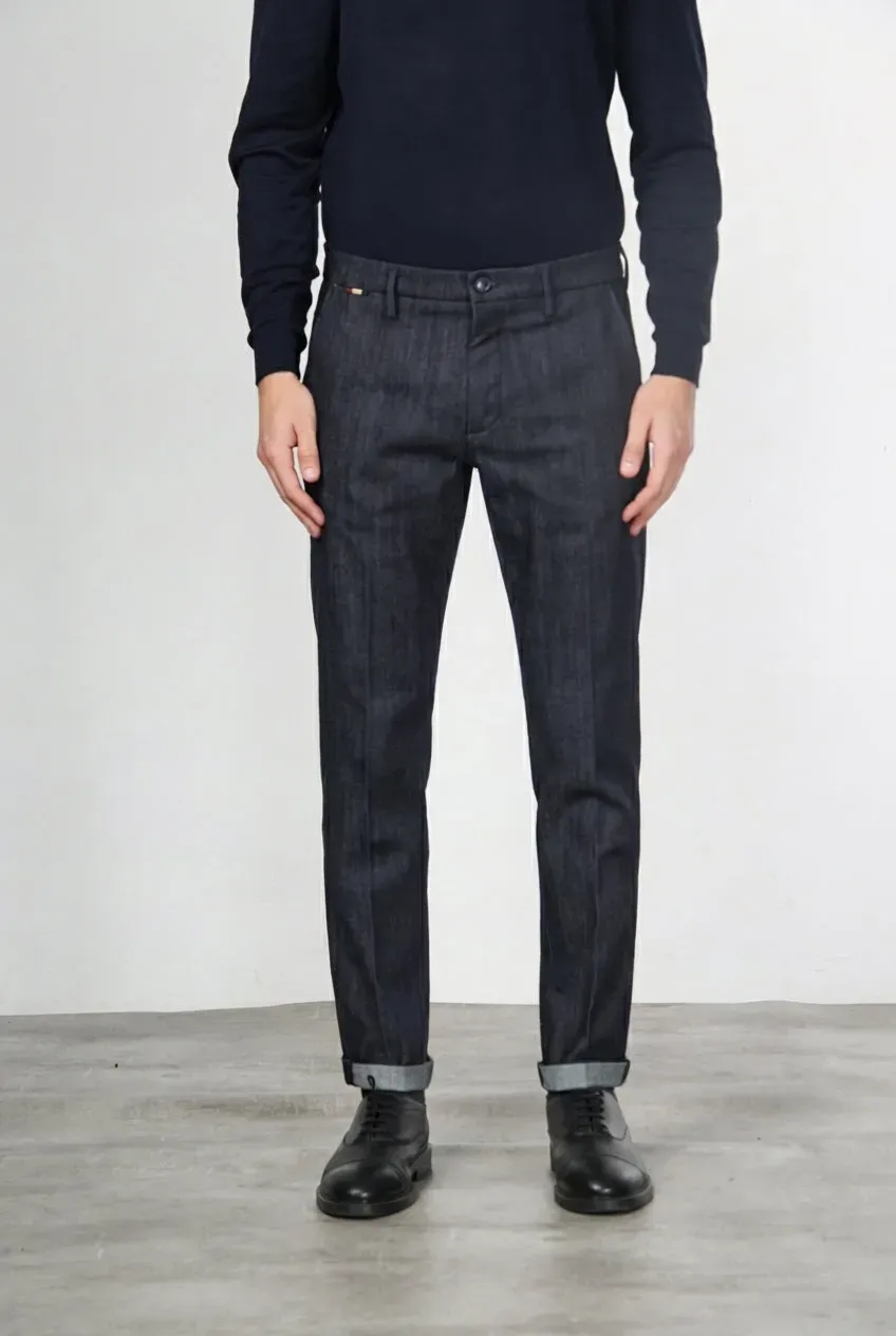 Mason's Osaka pantalone chino uomo blu navy carrot fit