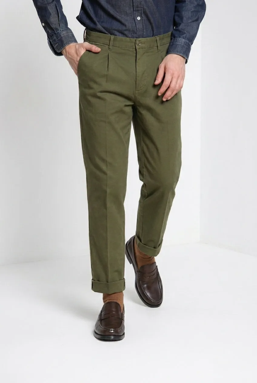 Mason's Pinces pantalone chino oliva relaxed gabardina