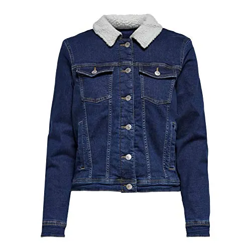 ONLY Onltia giubbotto jeans Teddy con pelliccia caldo
