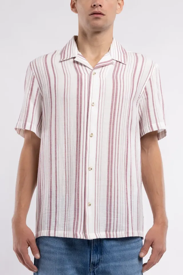 Teddy Smith C-Celestio Camicia Uomo Righe Rosso