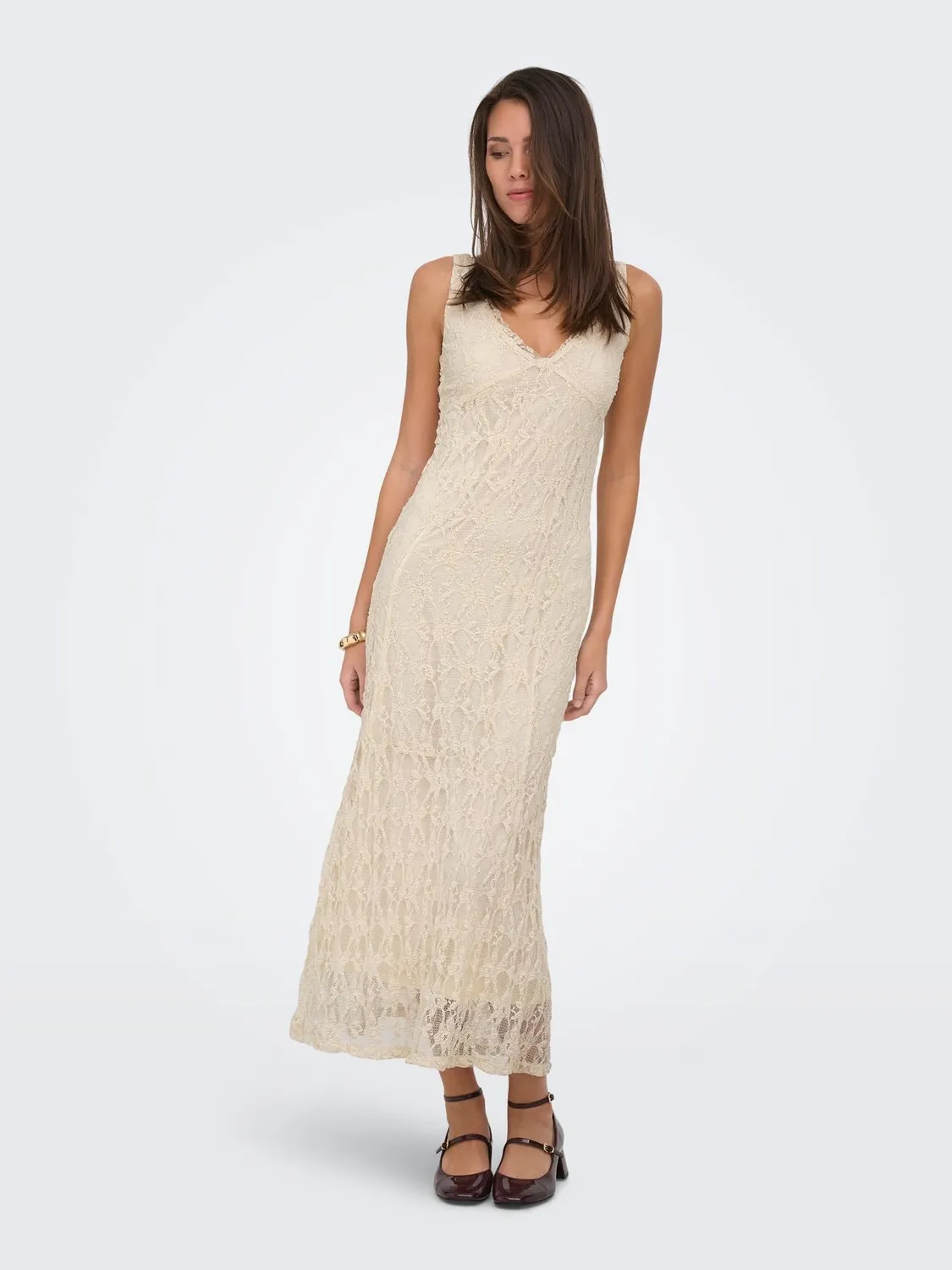 ONLY Onlalbina abito lungo donna L scollo a V