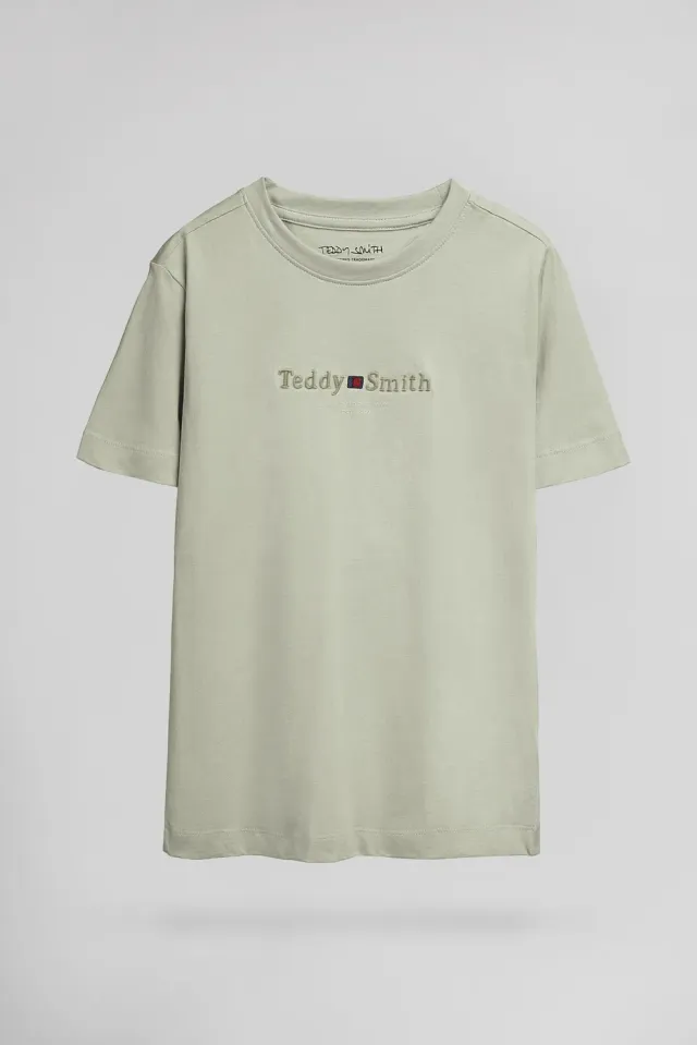 Teddy Smith T-Jim T-Shirt Bambino Verde Salvia Cotone