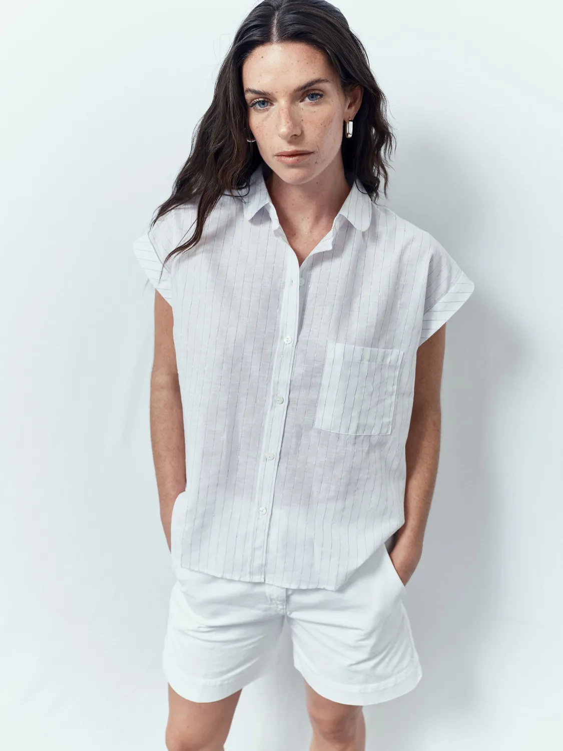 Acquaverde Vermont short bianco gamba ampia