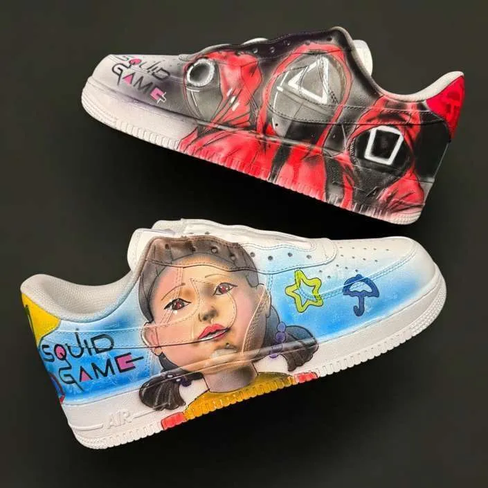 Nike Air Force 1 sneakers dipinte a mano Squid Game