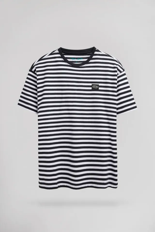 Teddy Smith T-Stry MC JR t-shirt bambino Dark Navy righe