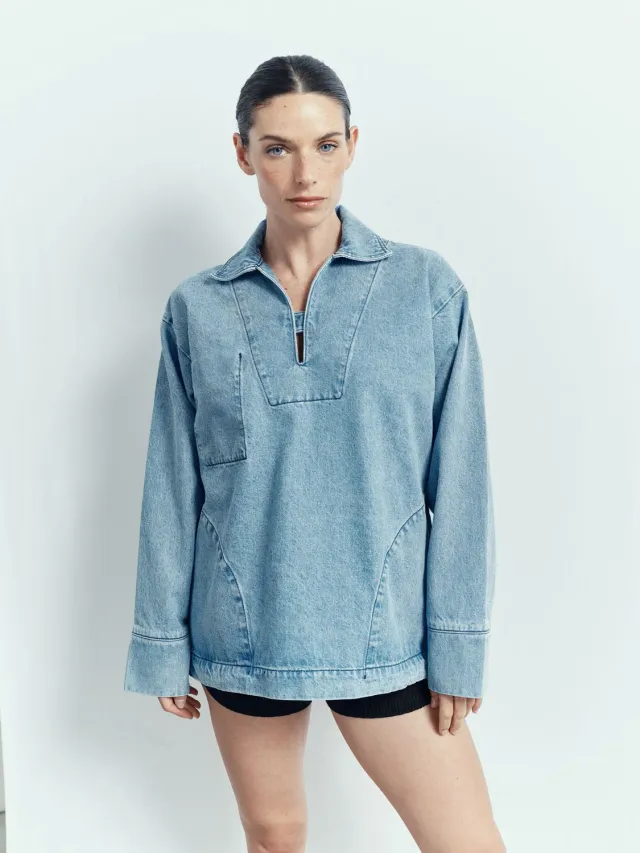 acquaverde Marina camicia denim bleach oversize