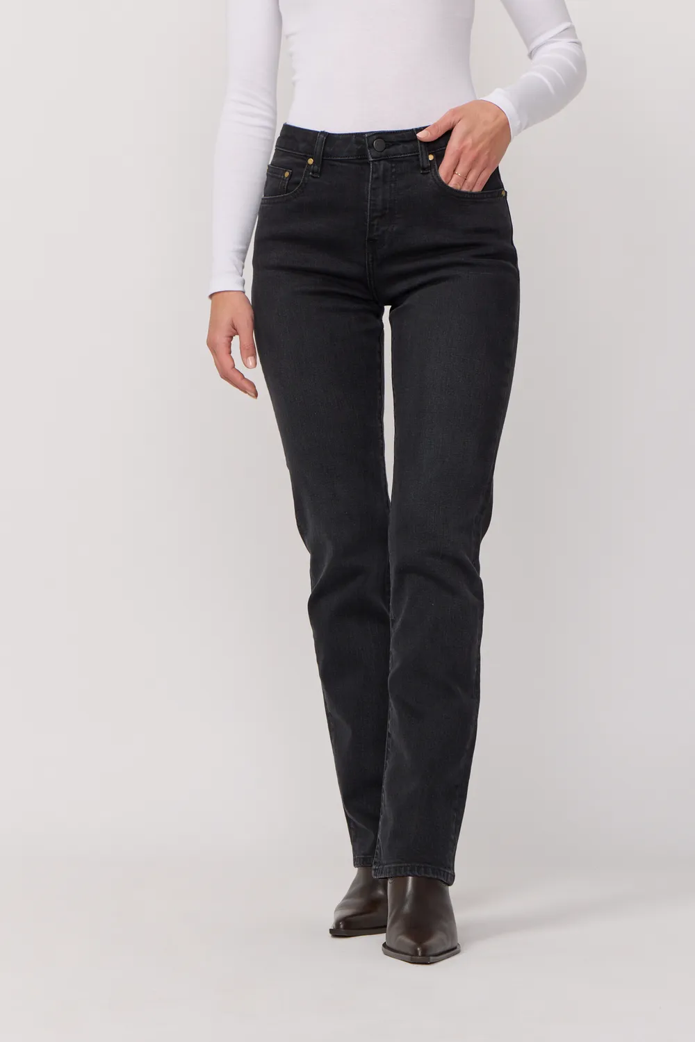 Acquaverde Diamond Black Vintage pantaloni dritti stretch