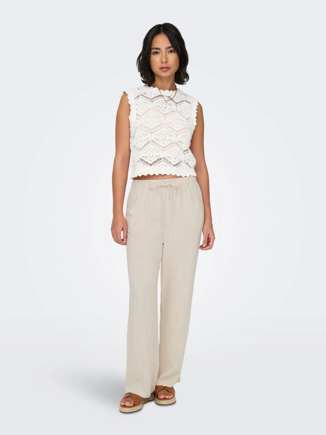ONLY Pantaloni Donna Elastico Vita con Coulisse Neri
