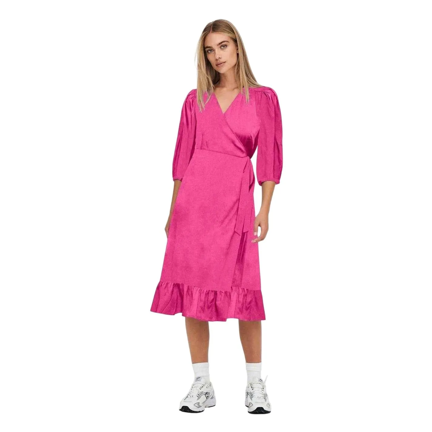ONLY Onlolivia abito wrap midi taglia S manica 3/4