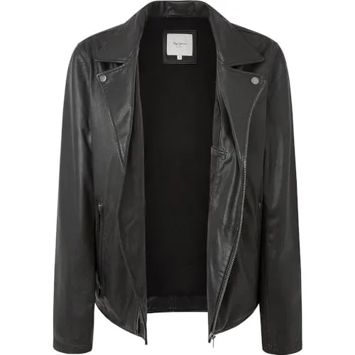 Pepe Jeans Valen Giacca Pelle Uomo M Nera Biker