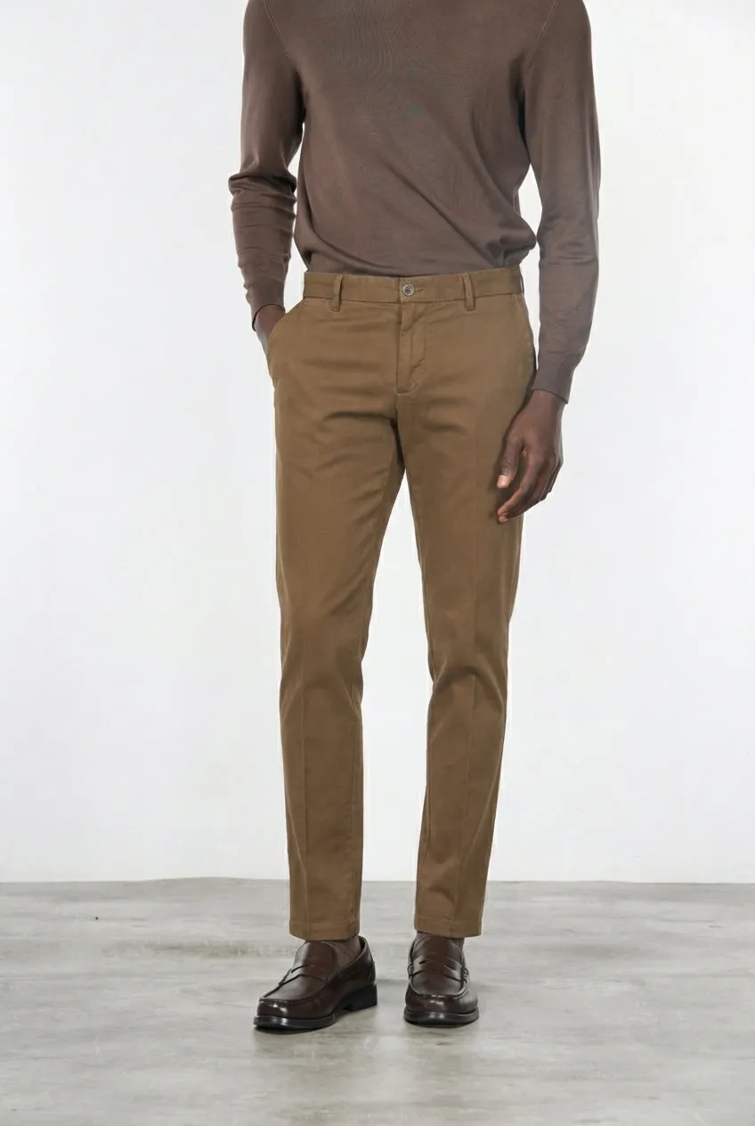 Mason's Milano pantalone chino tortora gabardina stretch