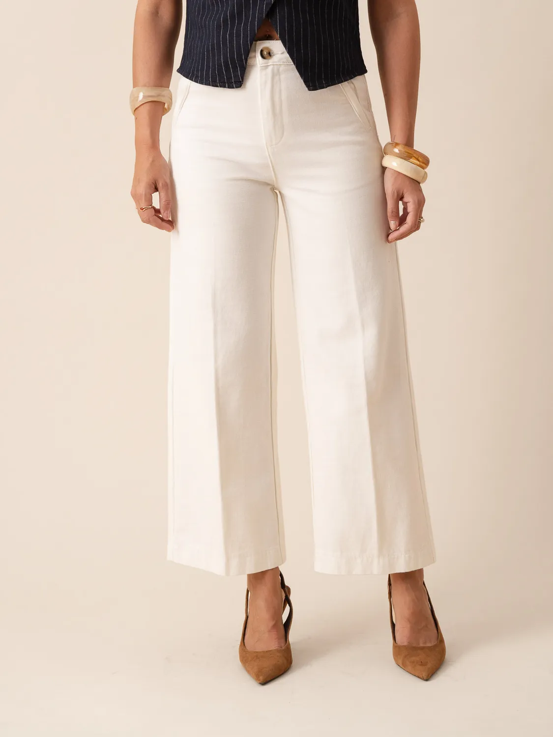 Oraije Eleonorette jeans wide bianchi