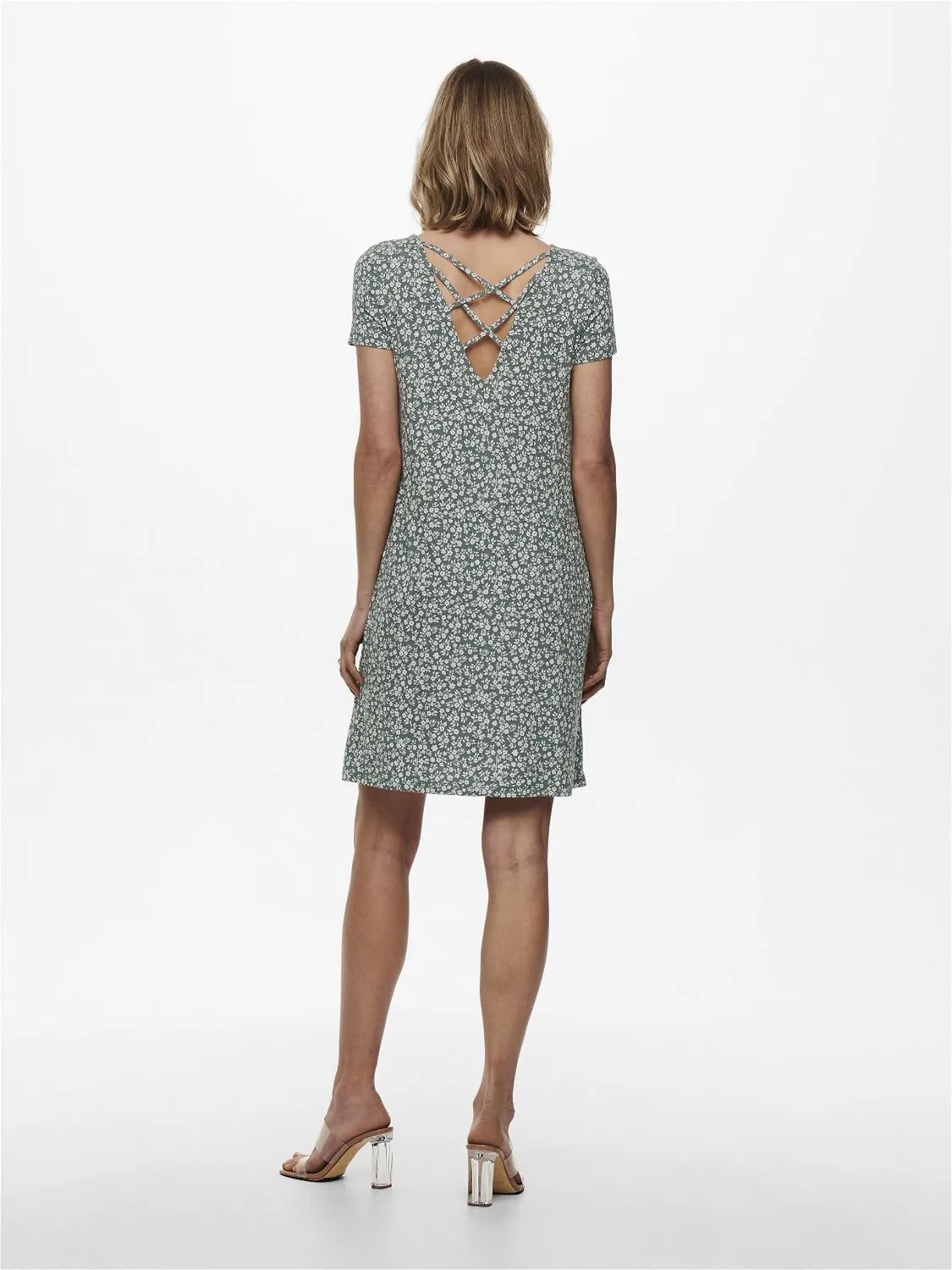 ONLY Onlbera Back Lace Up S/S Dress Jrs Noos vestito schiena allacciata