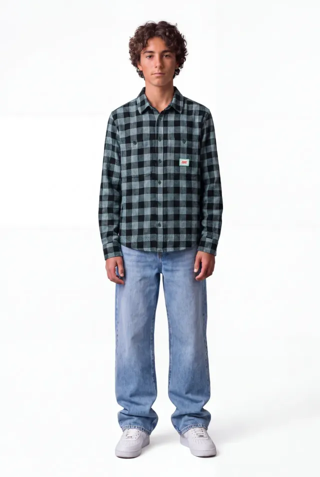 Teddy Smith C-THYA ML JR Camicia Ragazzo Verde Pin