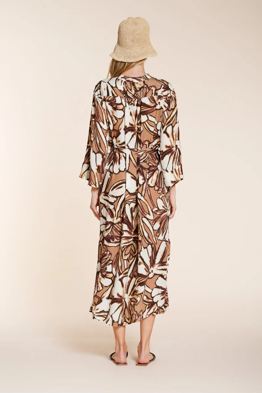 Mason's Colette Dress New abito beige fiori rayon