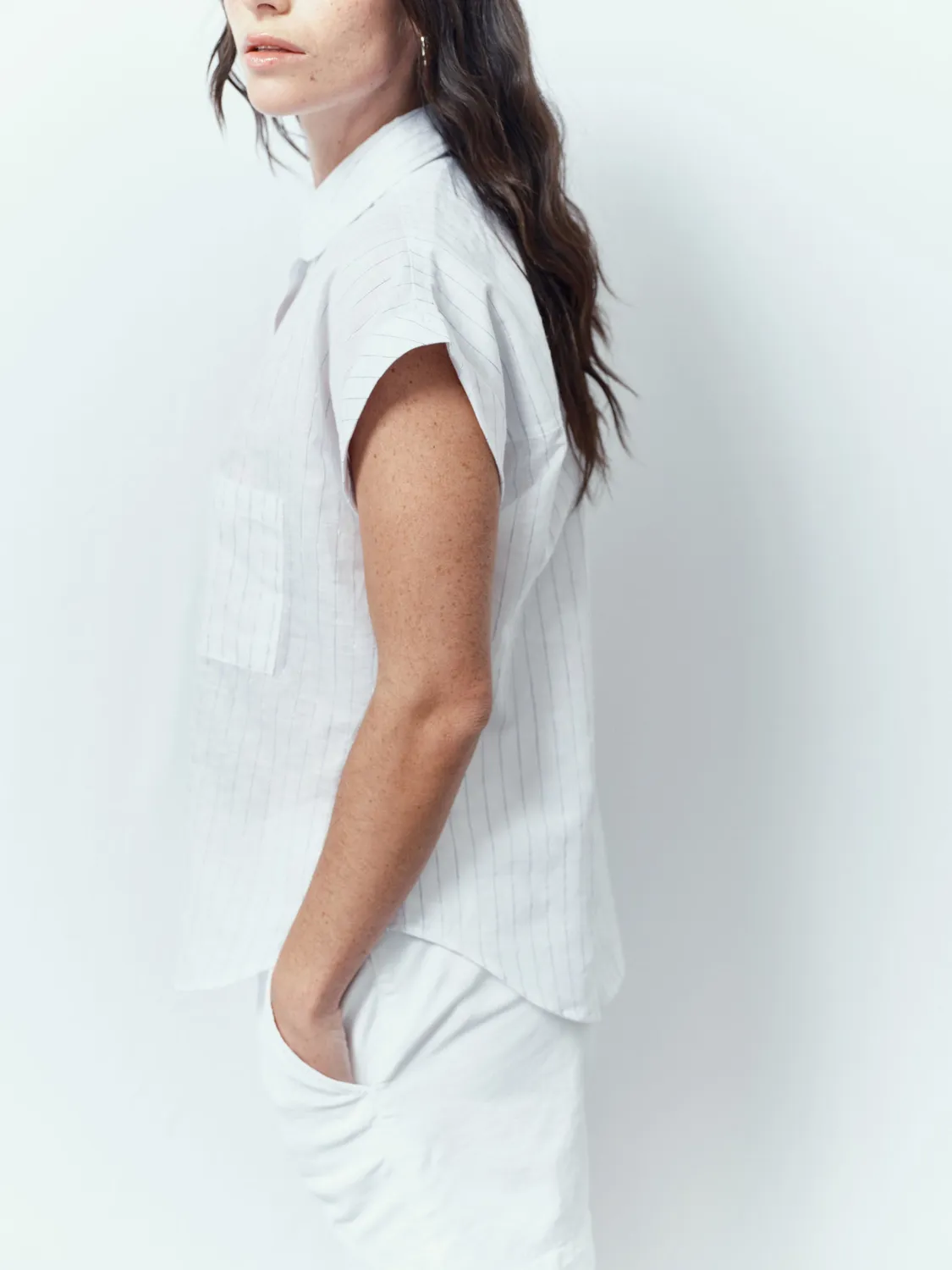 acquaverde Gaelle camicia tuscany white blue leggera