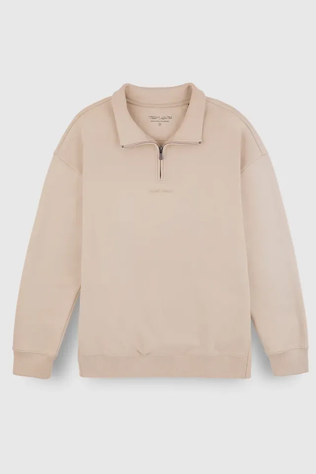 Teddy Smith S-Loten Soft felpa collo alto grigio greige