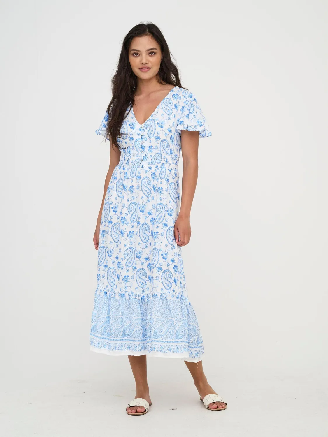ONLY Onlmarianne Life abito midi S scollo V Cloud Dancer