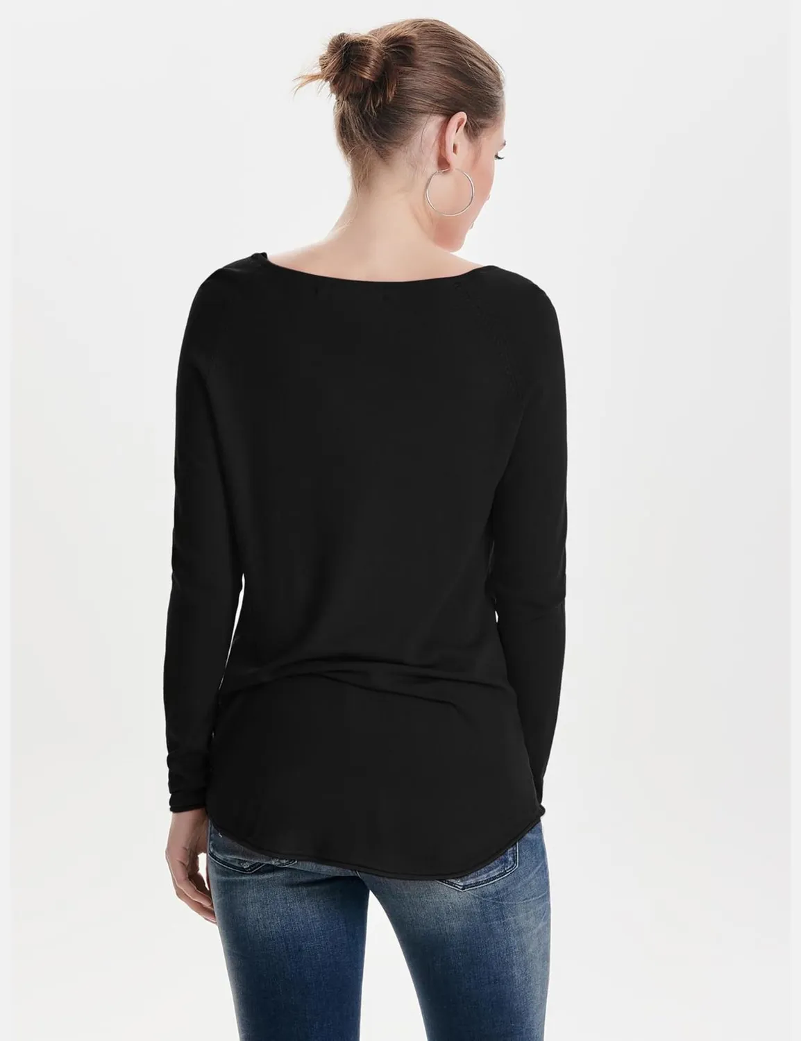 Only Onlmila maglione donna nero girocollo maglia