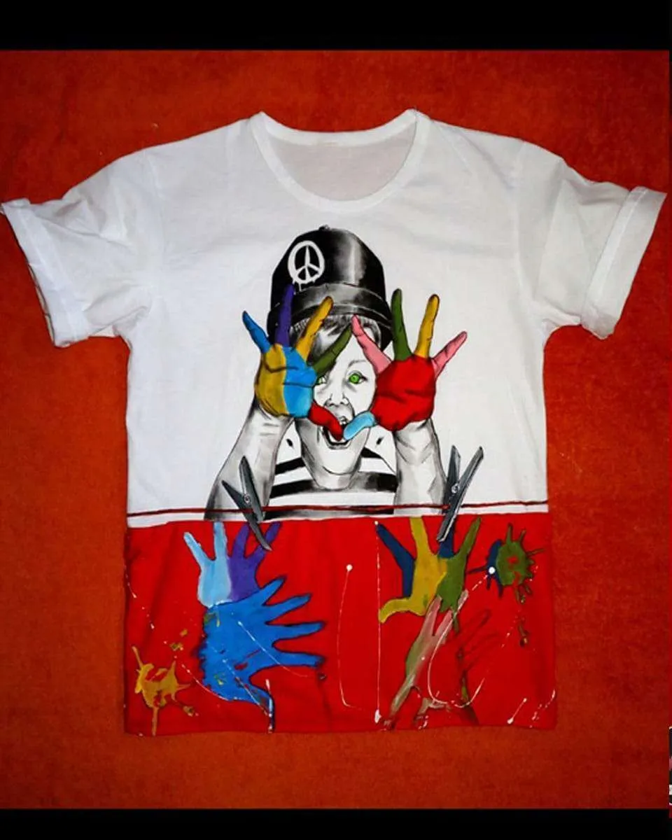 Never Say Never Bambino t-shirt dipinta tessuto fantasia