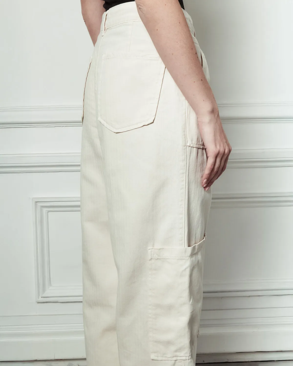 acquaverde Sander pantalone chevron cream vita alta