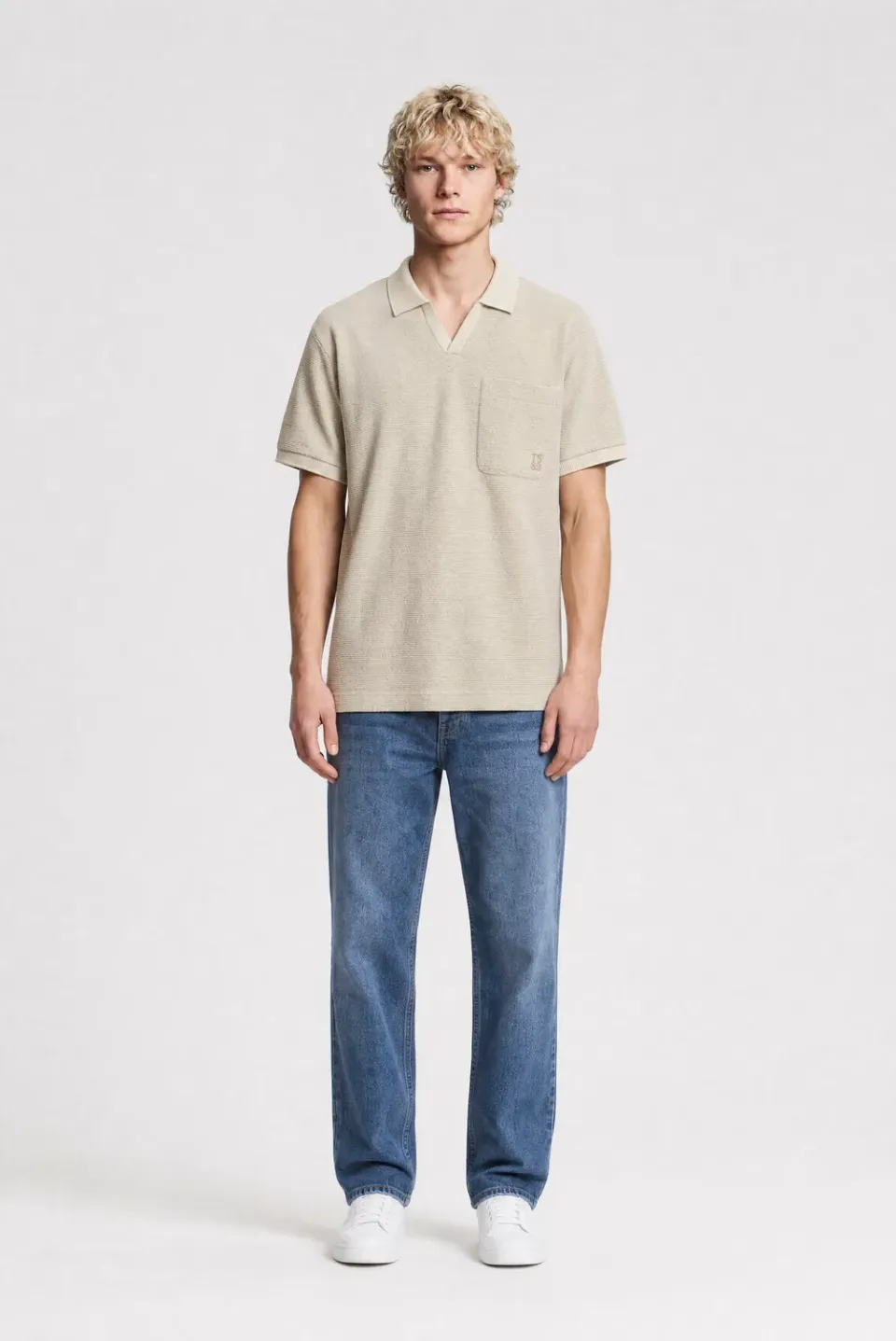 Teddy Smith P-Sonrad polo uomo crema waffle manica corta