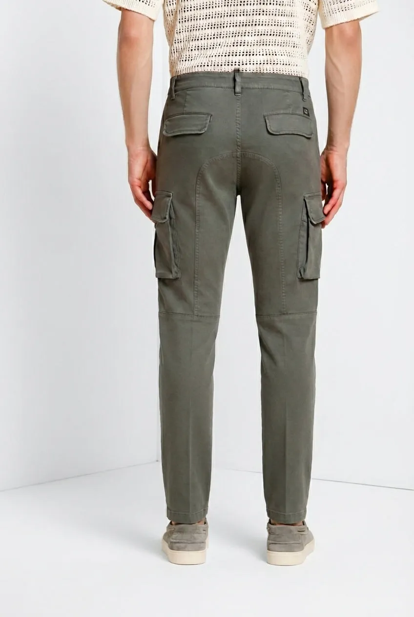 Mason's Chile Cargo Uomo Raso Verde Militare Extra Slim
