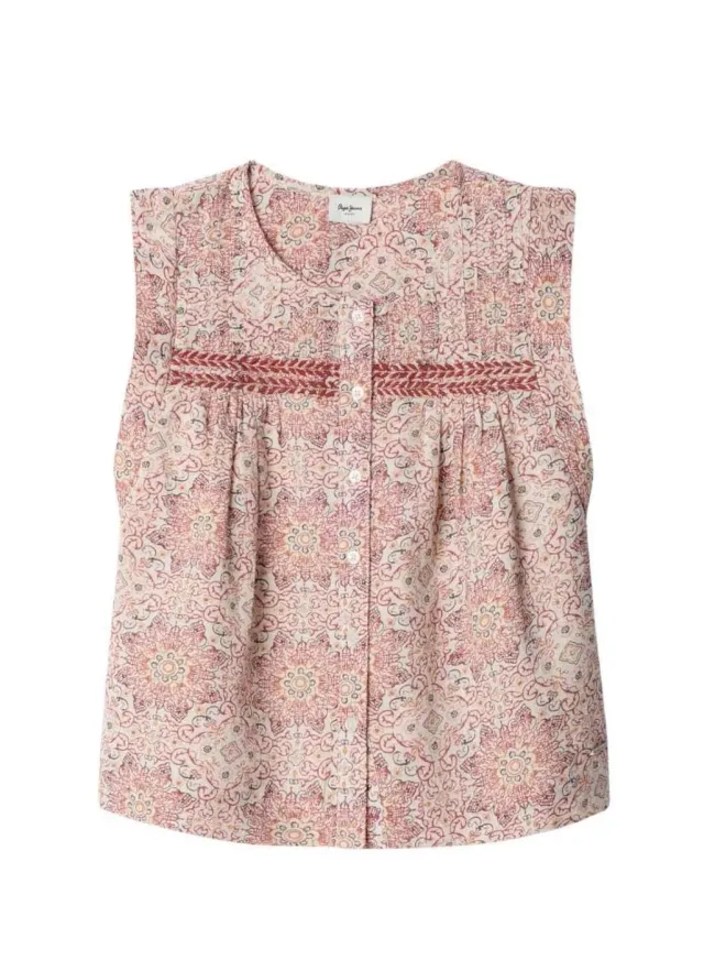 Pepe Jeans Hella Blusa Bambina 10 Anni Senza Maniche
