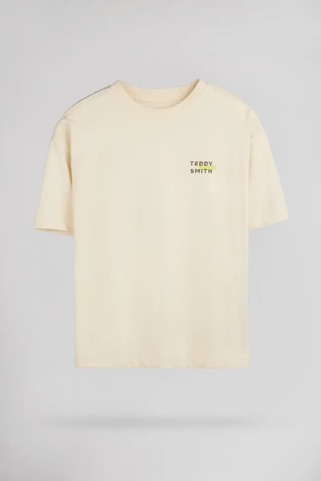 Teddy Smith T-Raymond t-shirt bambino cream cotone