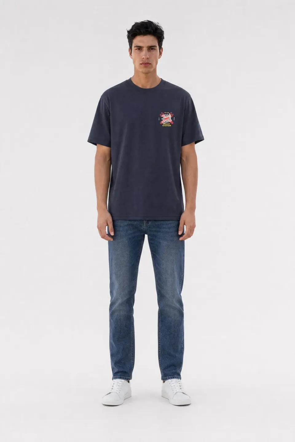 Teddy Smith T-Motorheat Dark Navy t-shirt loose fit uomo