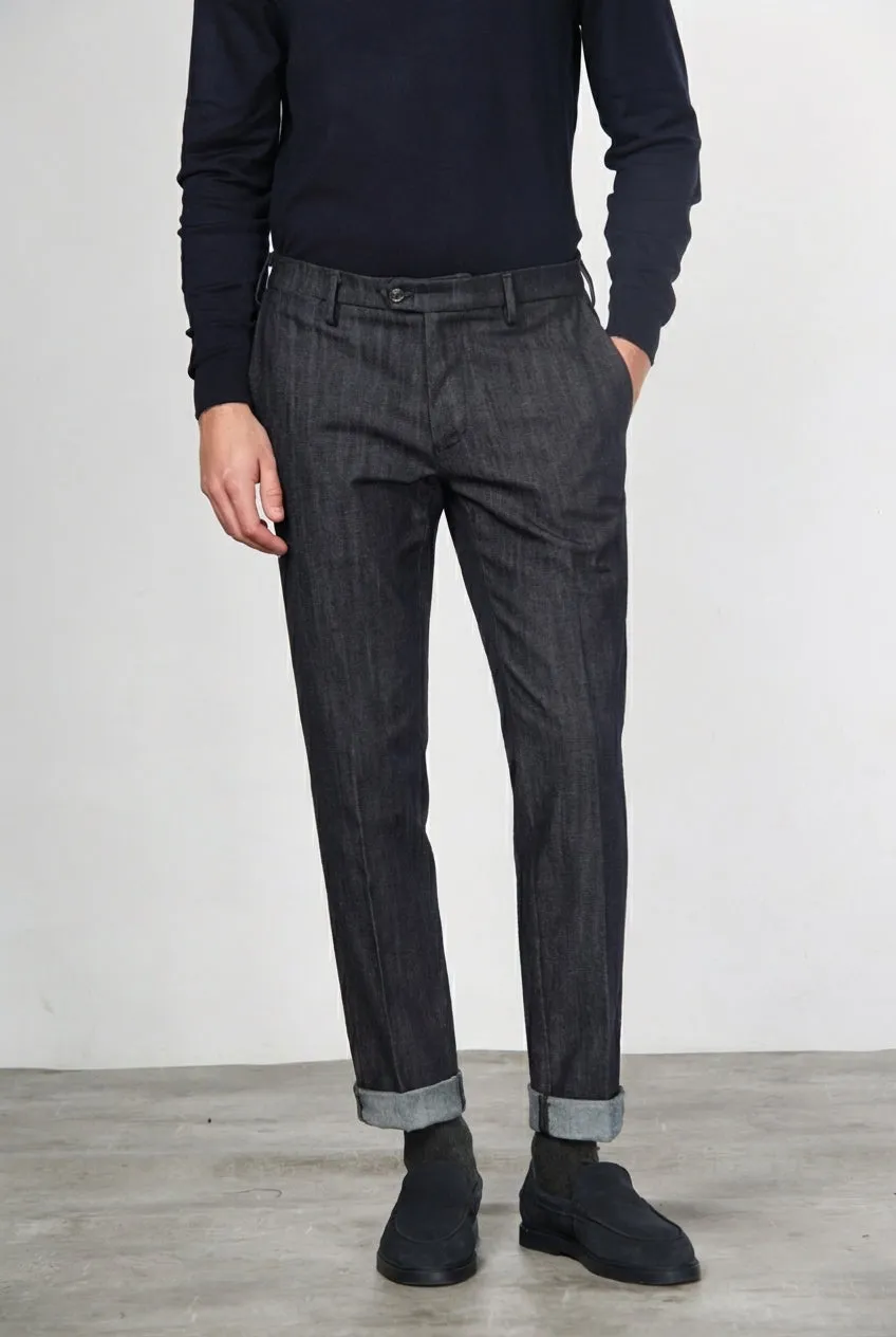 Mason's New York pantalone chino uomo denim blu navy regular
