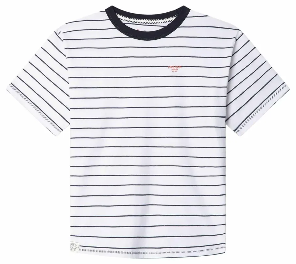 Pepe Jeans Greyson T-Shirt Bambino Bianca Righe