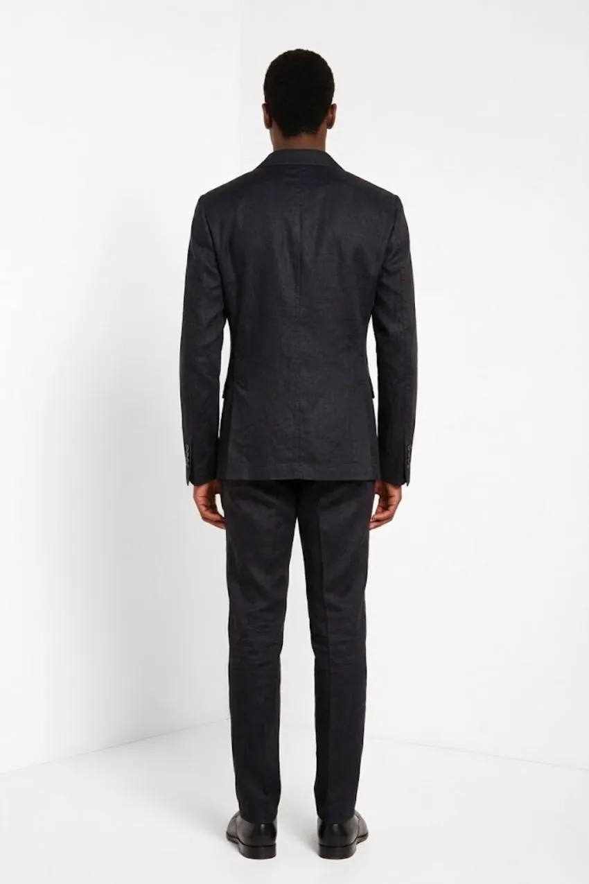 Mason's Da Vinci blazer uomo blu notte lino cotone