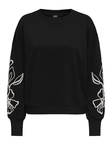 ONLY Onlbrooke L/S O-Neck Flower Swt Noos felpa nera M